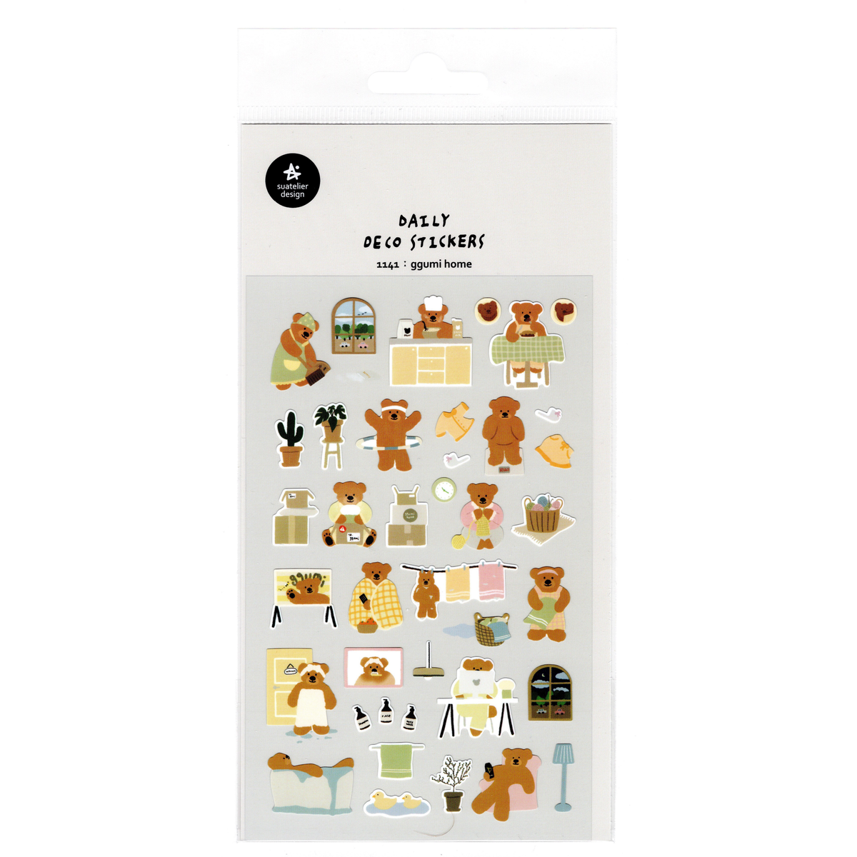 Suatelier Sticker Sheet: Ggumi Home – A Bear's Day (1141)