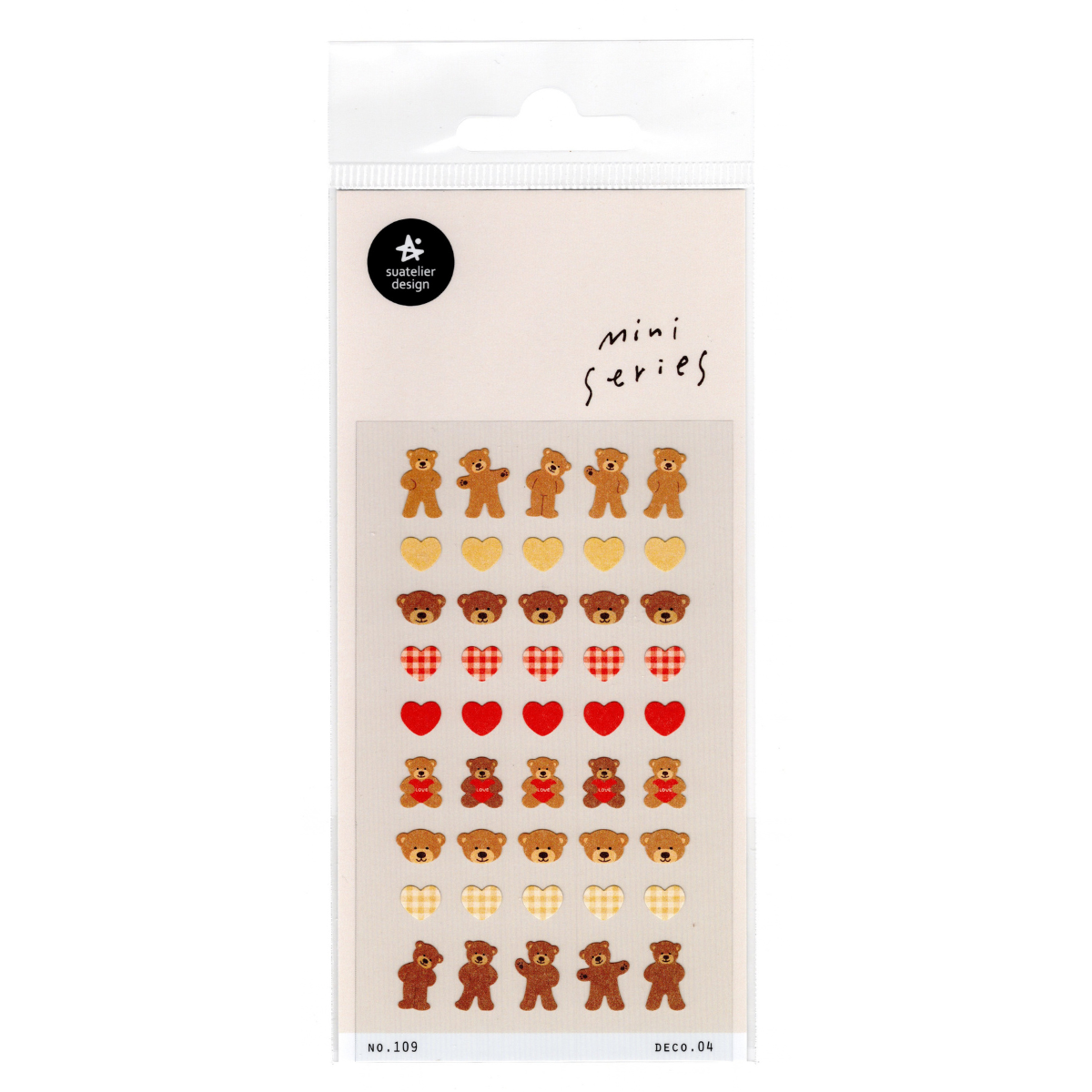 Suatelier Sticker Sheets Mini Series: Deco.04 Bear and Heart (109)