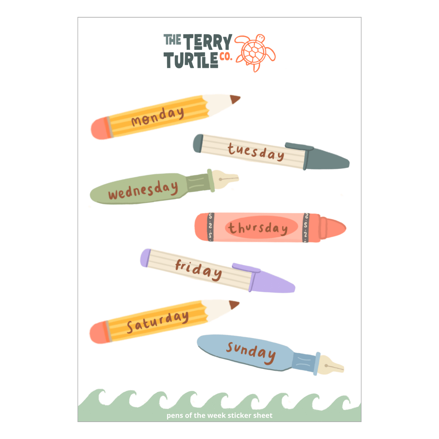 The Terry Turtle Co: Pens of the Week Sticker Sheet