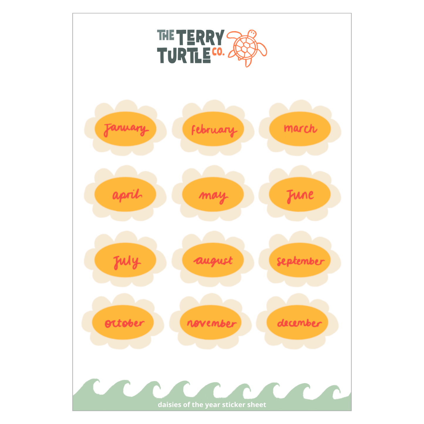 The Terry Turtle Co: Daisies of the Year Sticker Sheet