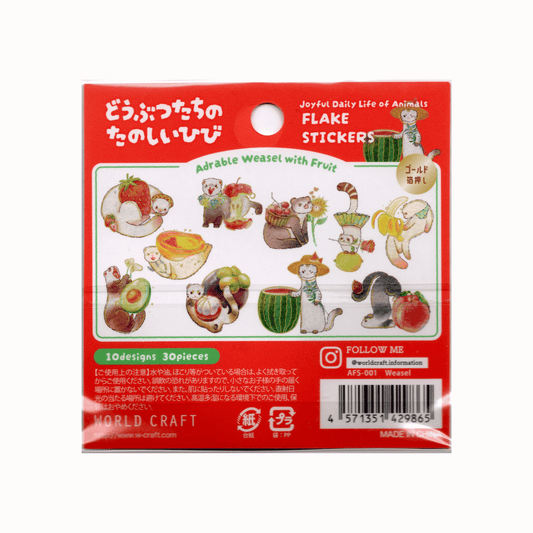 World Craft Flake Stickers: Joyful Daily Life of Animals (Weasel)