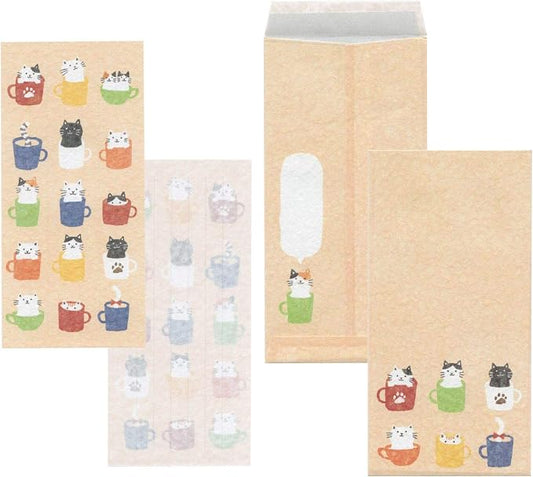 Furukawa Shiko “Today’s Letter” Mino Washi Letter Set – Cat & Mug