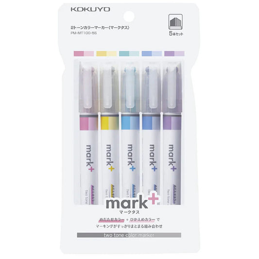 Kokuyo Mark+ Two Way Highlighter (5-Pack)
