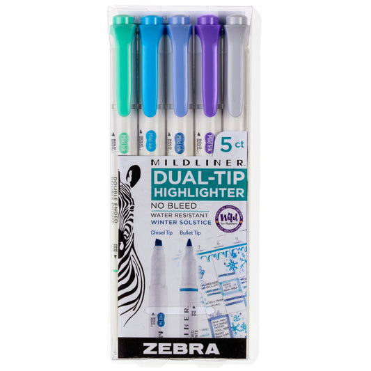 Zebra Mildliner Double-Sided Highlighter – Winter Solstice (Set of 5)