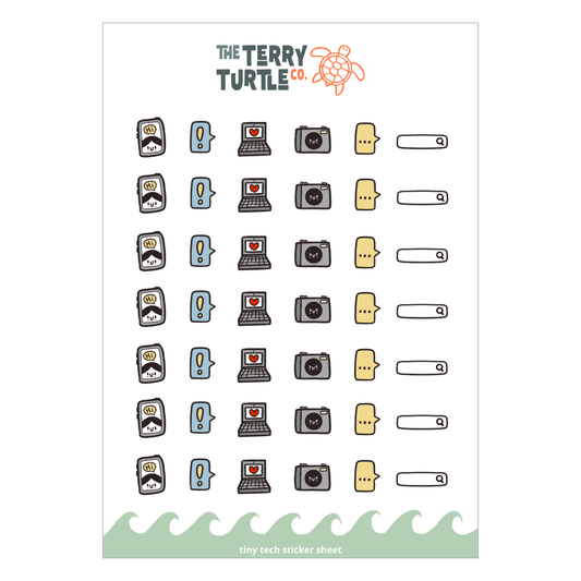 The Terry Turtle Co: Tiny Tech Sticker Sheet