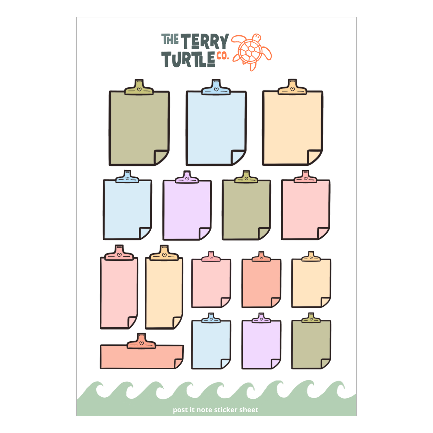 The Terry Turtle Co: Post It Note Sticker Sheet (various designs)