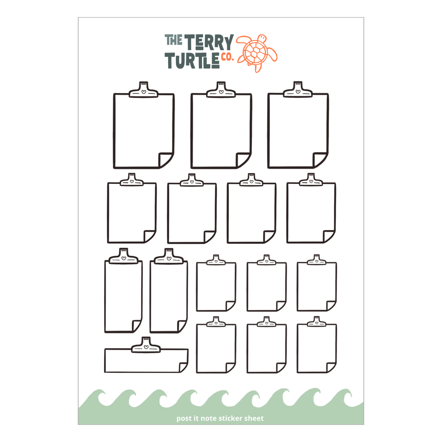 The Terry Turtle Co: Post It Note Sticker Sheet (various designs)