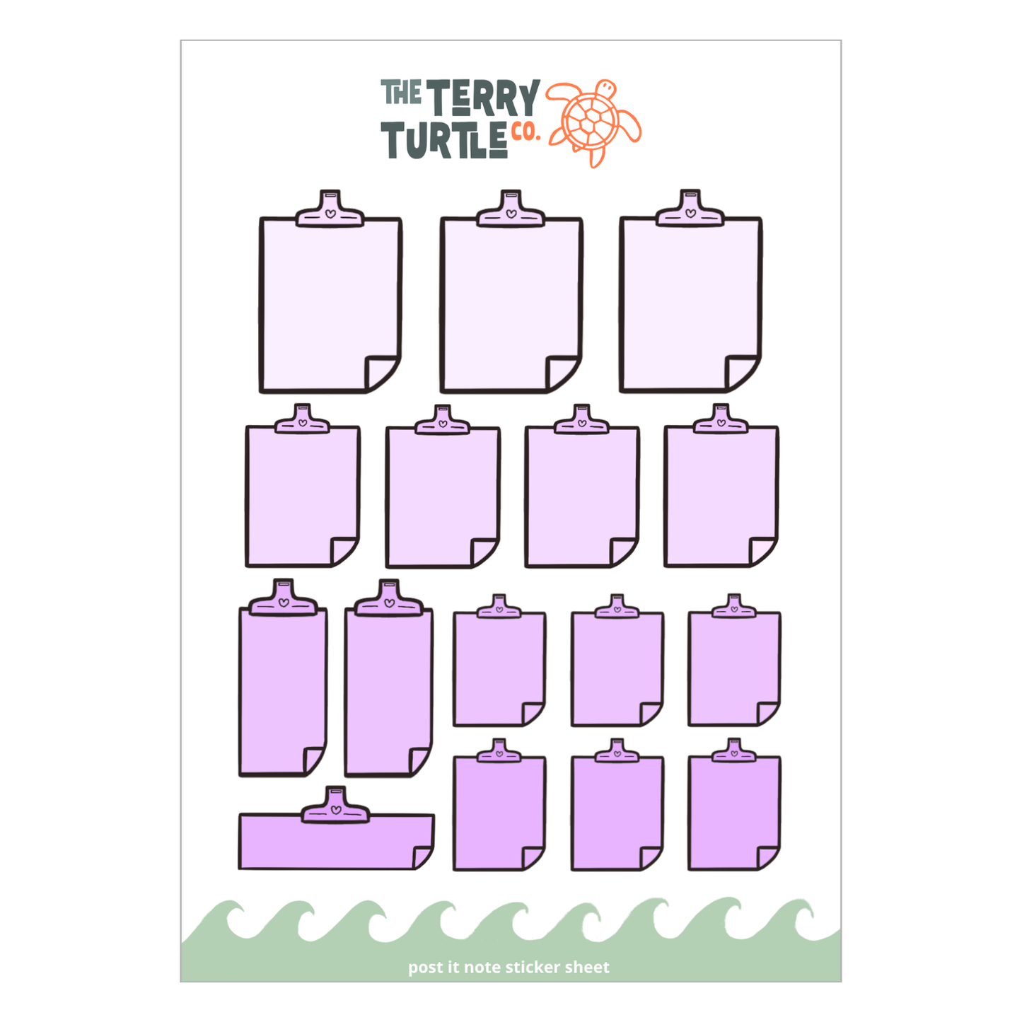 The Terry Turtle Co: Post It Note Sticker Sheet (various designs)
