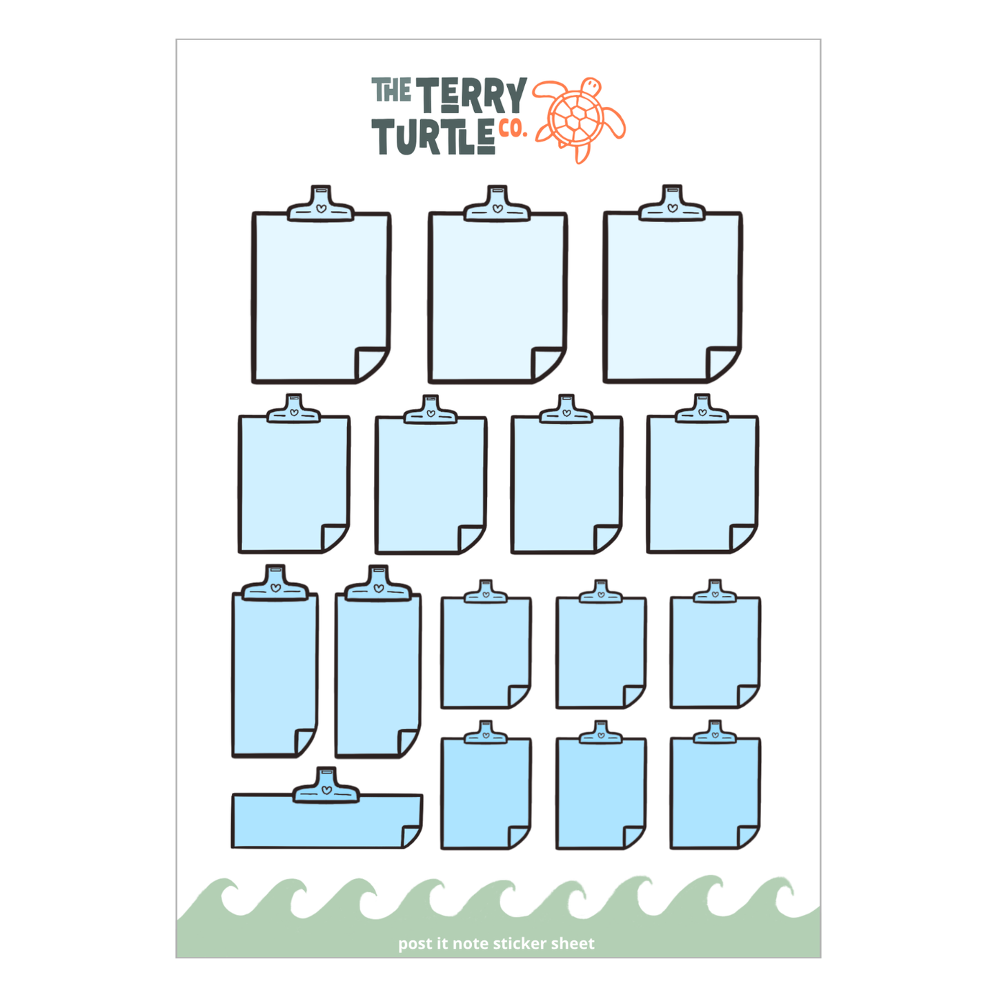 The Terry Turtle Co: Post It Note Sticker Sheet (various designs)