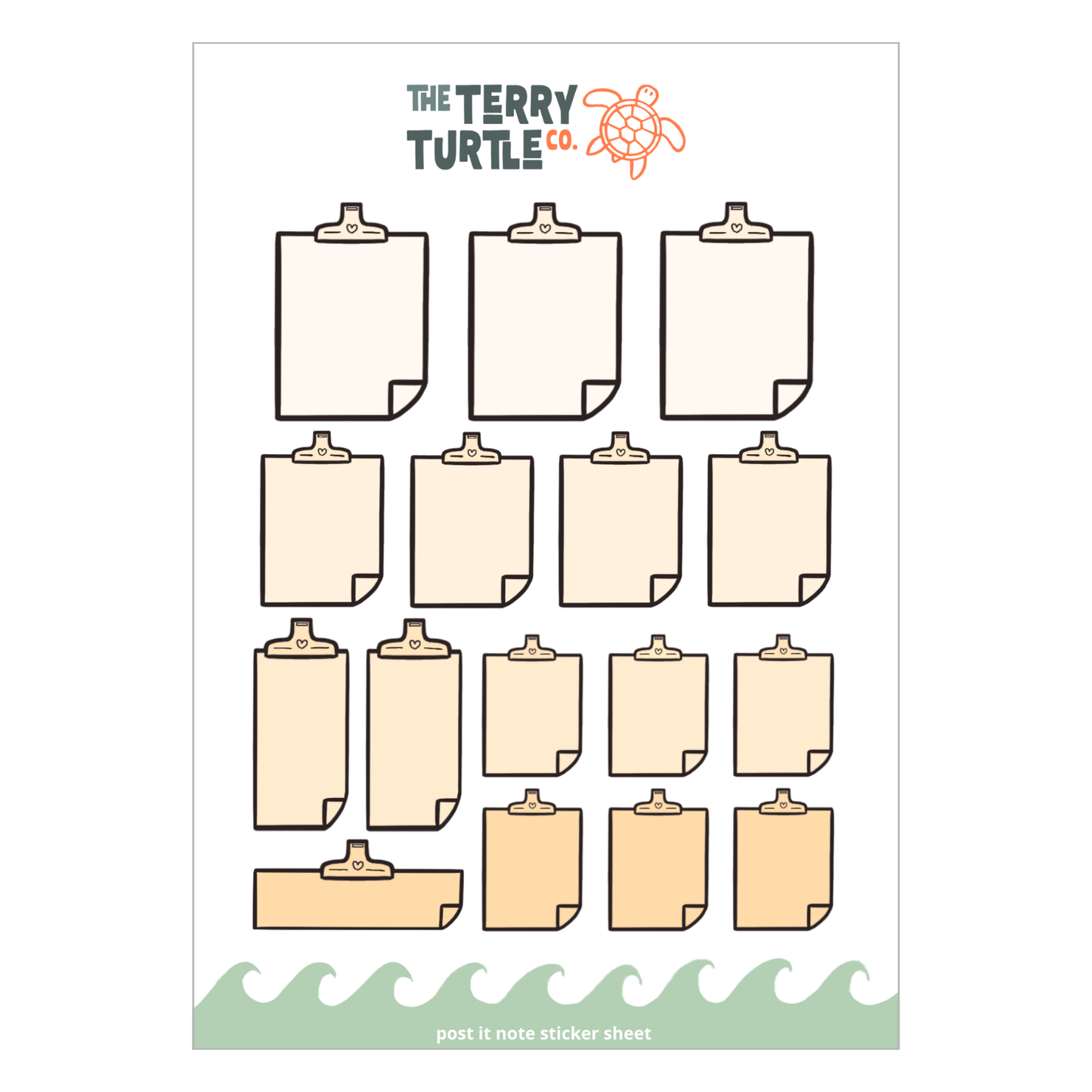 The Terry Turtle Co: Post It Note Sticker Sheet (various designs)