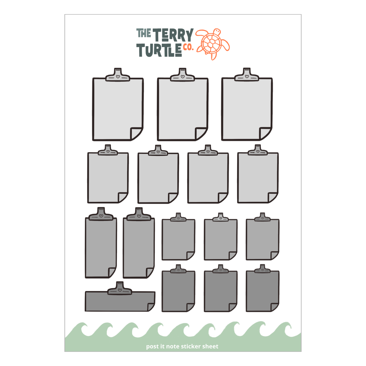 The Terry Turtle Co: Post It Note Sticker Sheet (various designs)