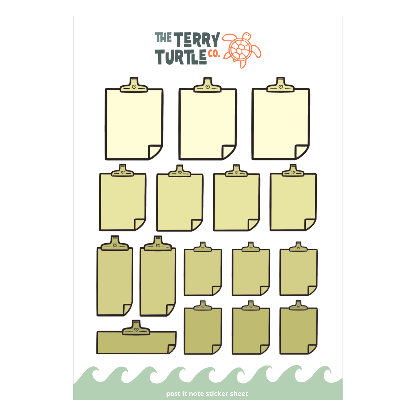 The Terry Turtle Co: Post It Note Sticker Sheet (various designs)