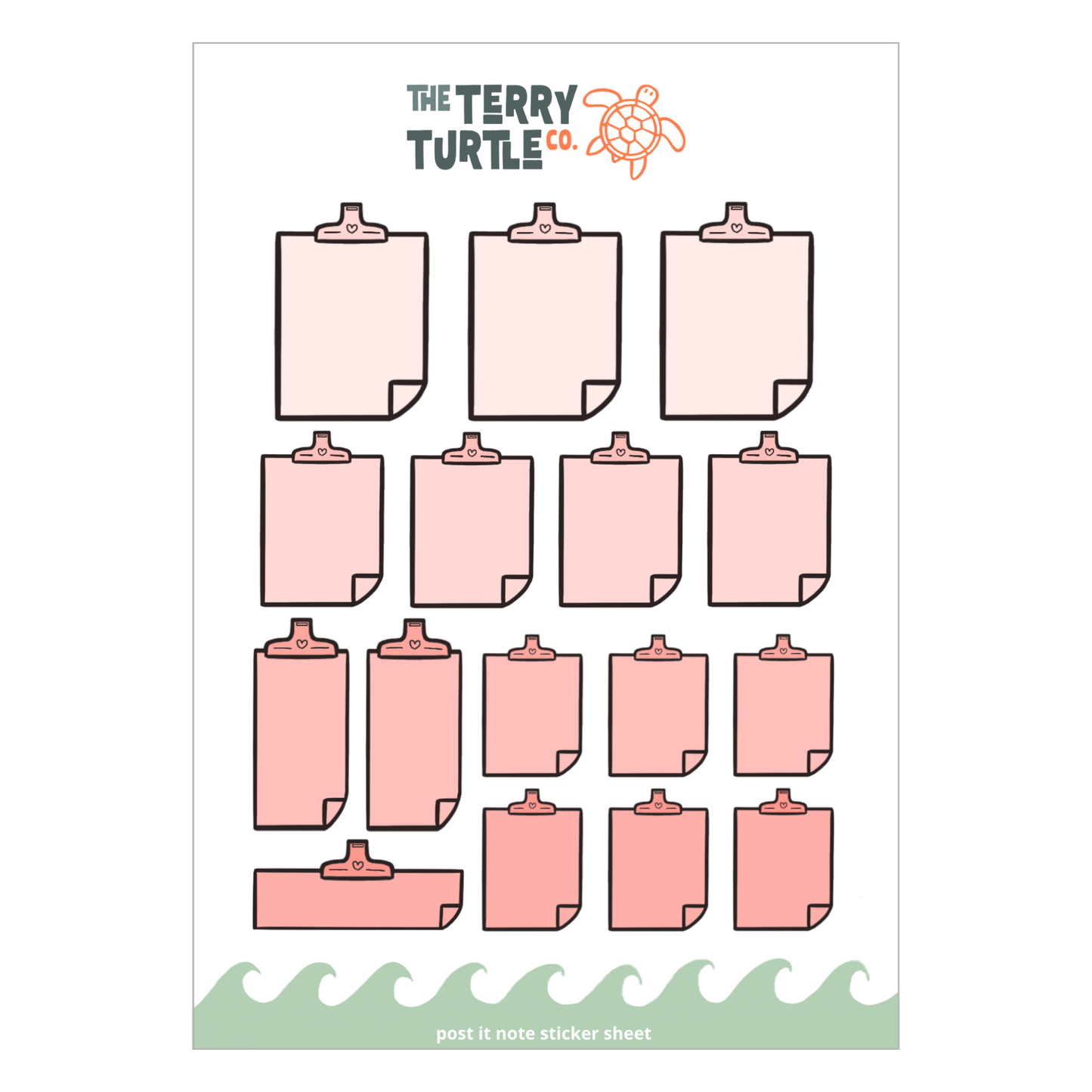 The Terry Turtle Co: Post It Note Sticker Sheet (various designs)