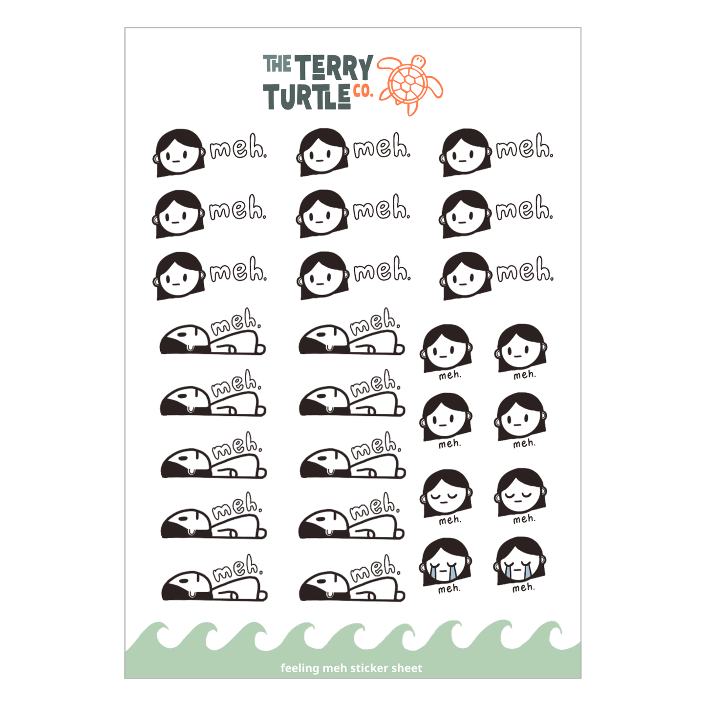 The Terry Turtle Co: Feeling Meh Sticker Sheet