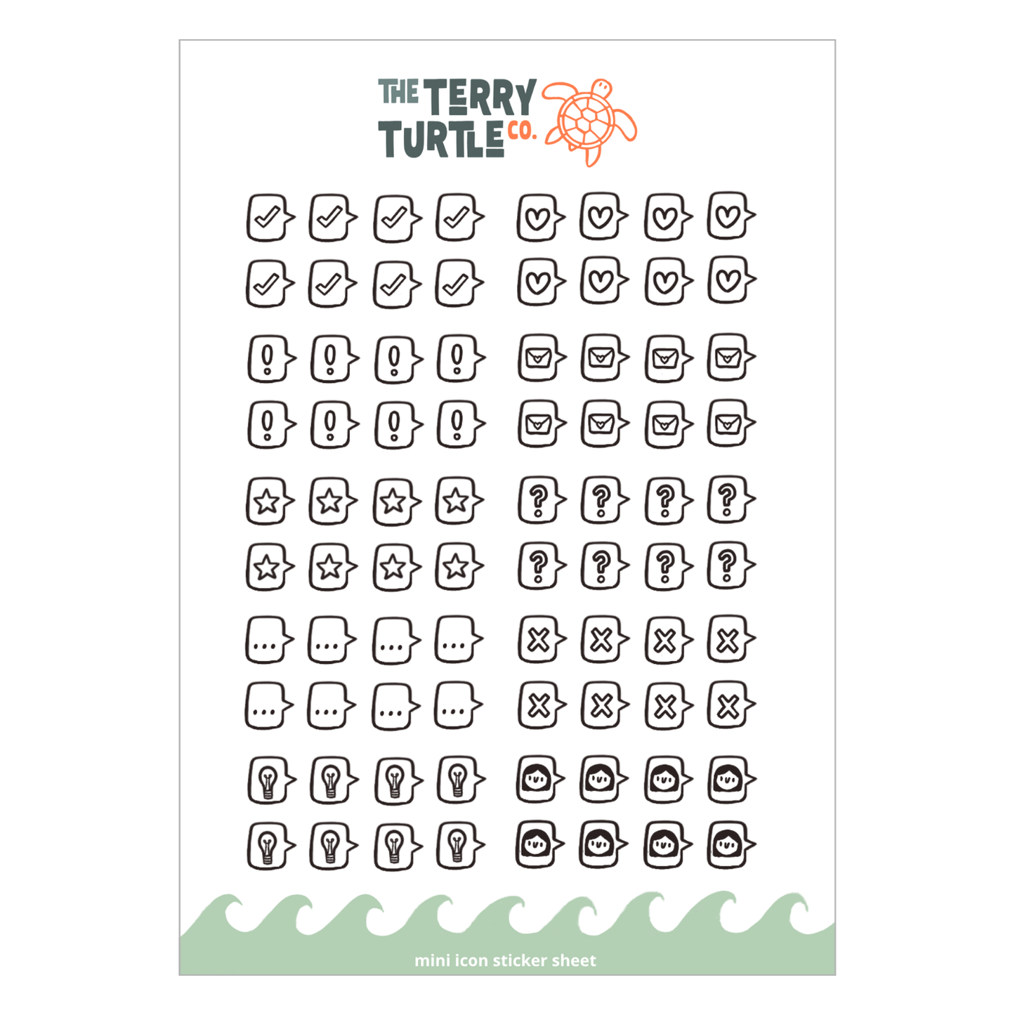 The Terry Turtle Co: Mini Icon Sticker Sheet