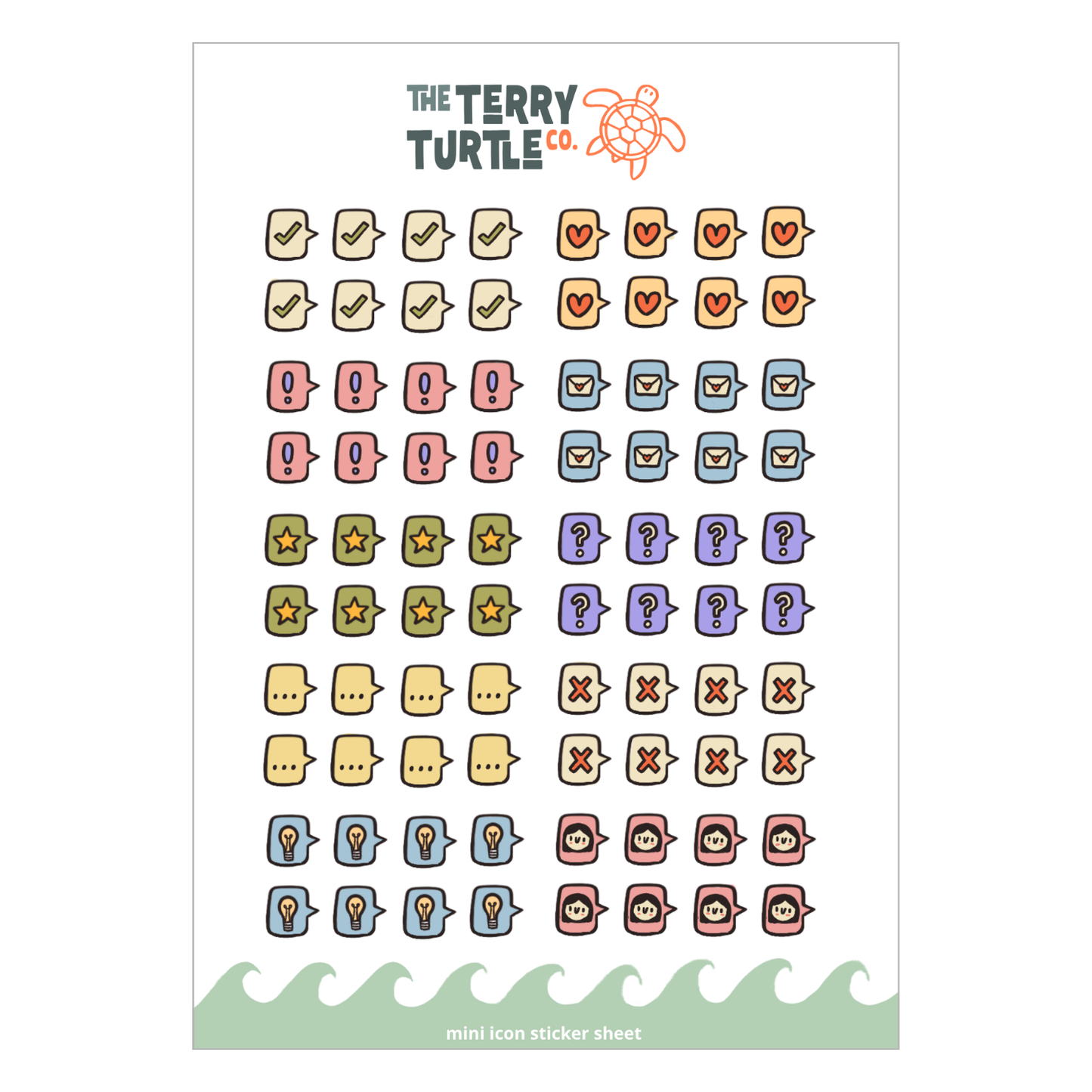 The Terry Turtle Co: Mini Icon Sticker Sheet