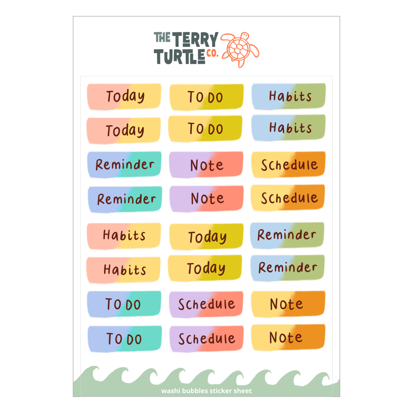 The Terry Turtle Co: Whats Going On Washi Sticker Sheet