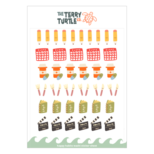 The Terry Turtle Co: Happy Habits Washi Sticker Sheet