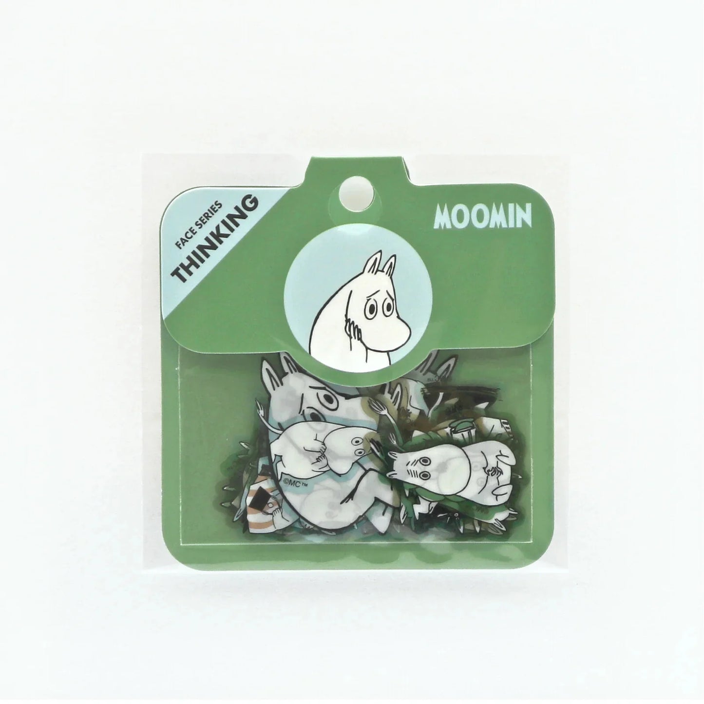 World Craft Moomin Face Flake Stickers (Thinking)