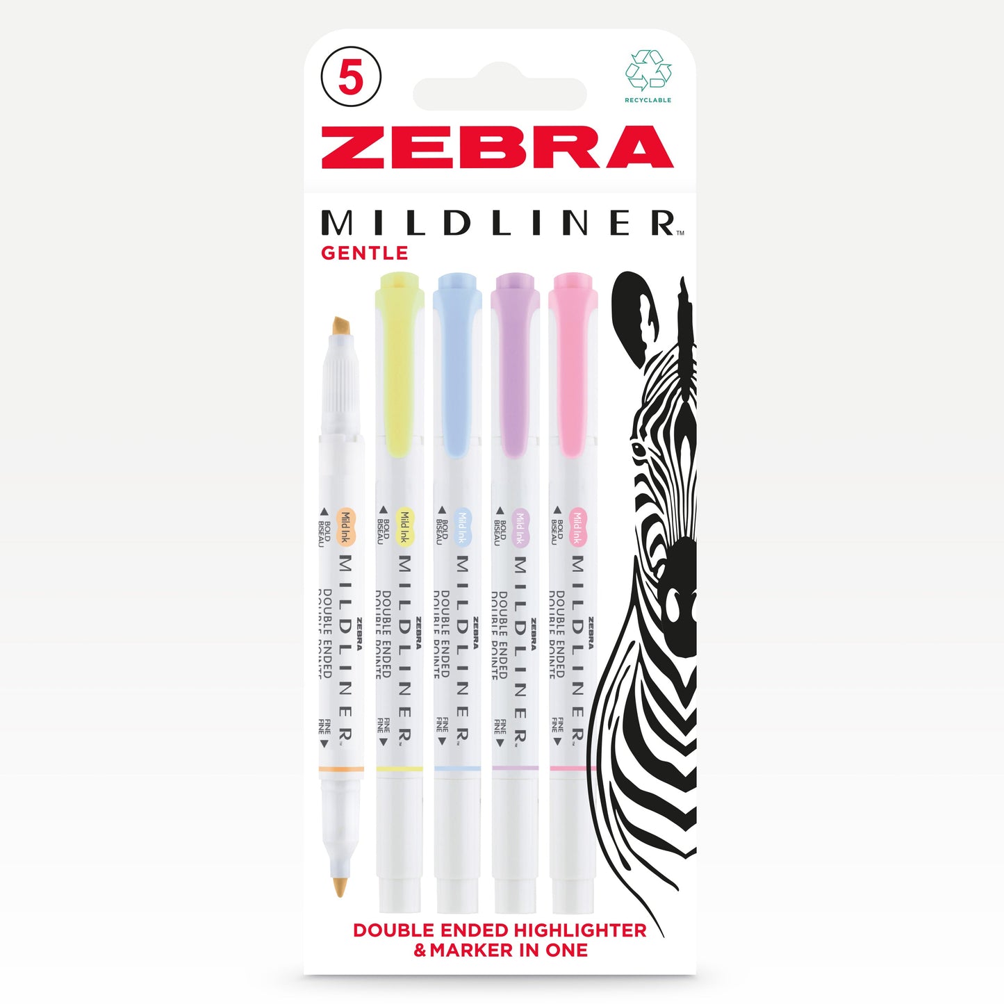 Zebra Mildliner Double-Sided Highlighter – Gentle Colours (Set of 5)