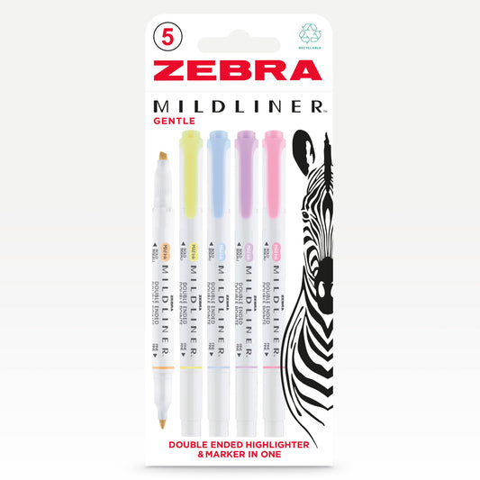 Zebra Mildliner Double-Sided Highlighter – Gentle Colours (Set of 5)