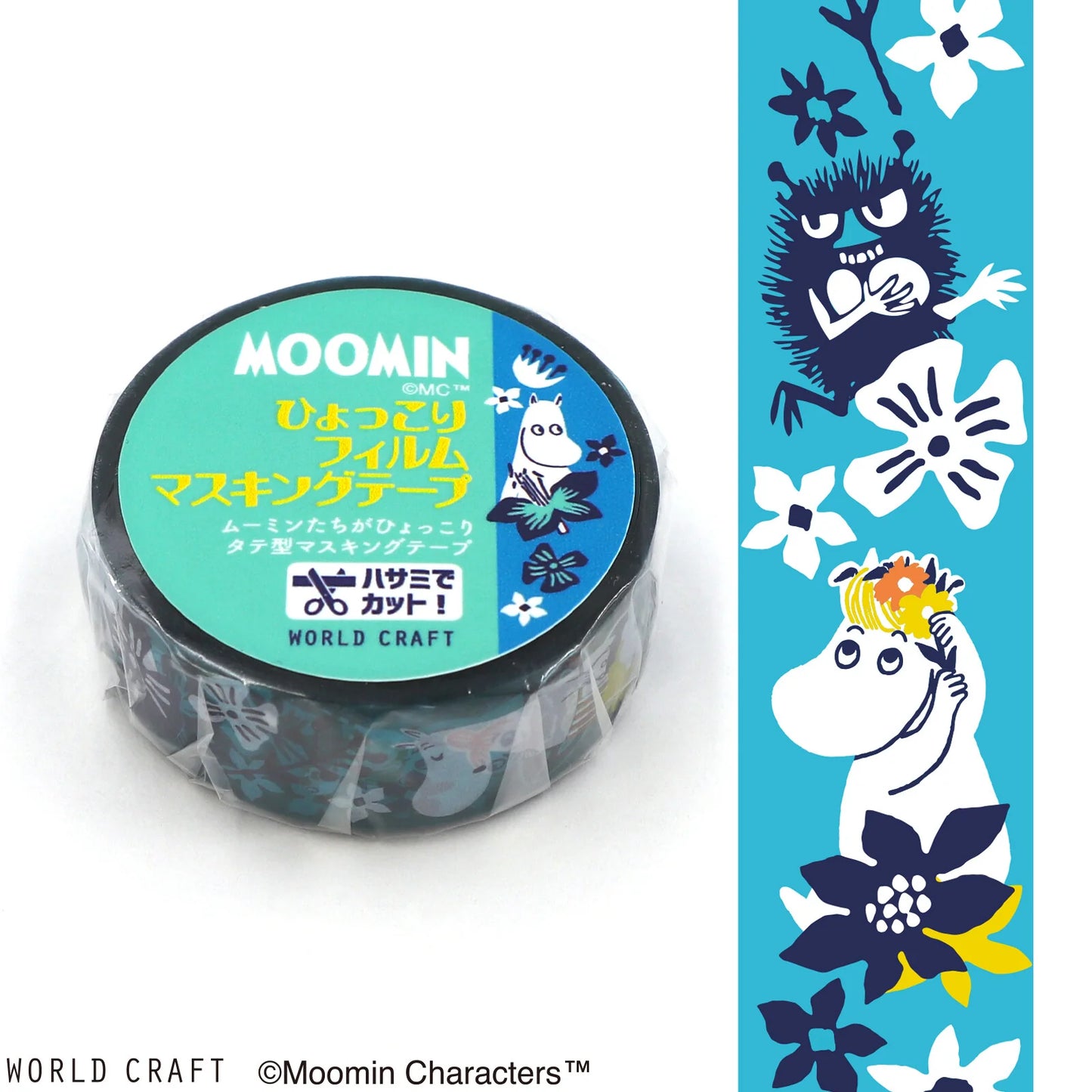 World Craft Washi Tape: Moomin Flower Blue Clear