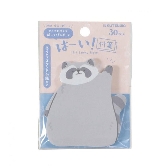 Kutsuwa Standing Animal Sticky Notes (Raccoon)